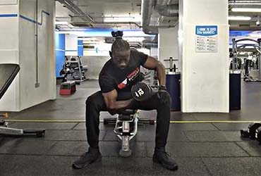 PT Demonstrating Concentration Dumbbell Curls